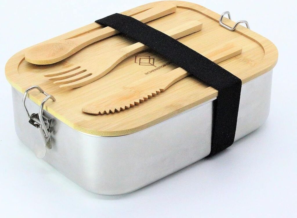 BOXENSTOP Edelstahl Brotdose mit Bambusdeckel, Produktbild 