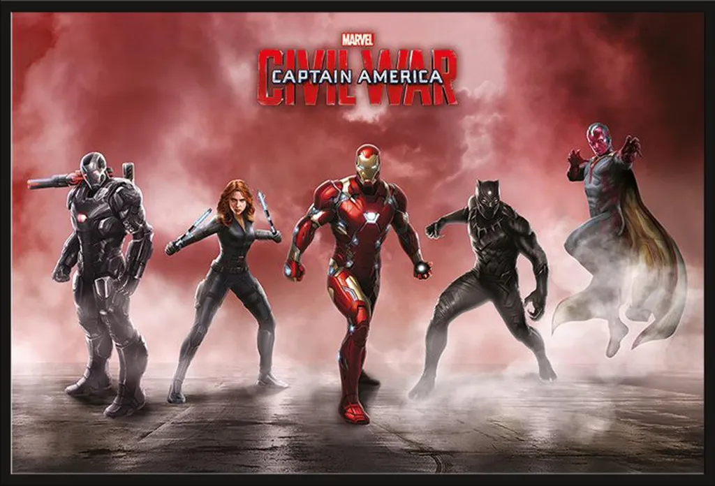 Poster Captain America Civil War Team Iron Man avec Cadre Shinsuke Maxi