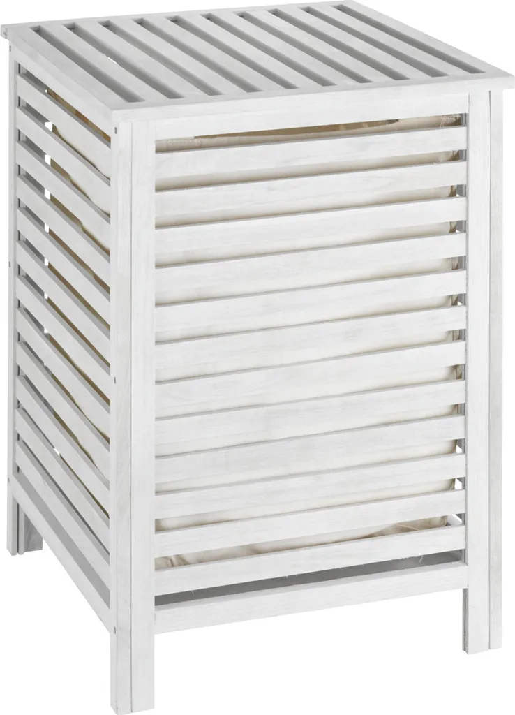 Coffre de rangement linge Norway blanc bois naturel pour salle de bain