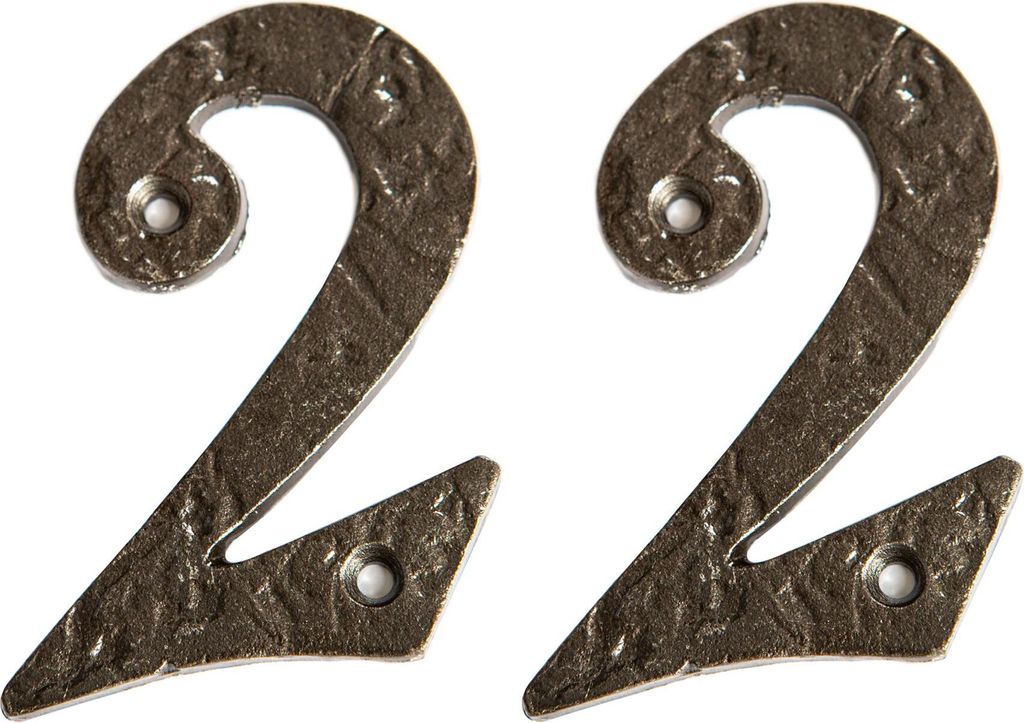 2x rustikal Eisenwerte - Nummer 2 Gusseisen Antike Haus Türschild 85mm RAW