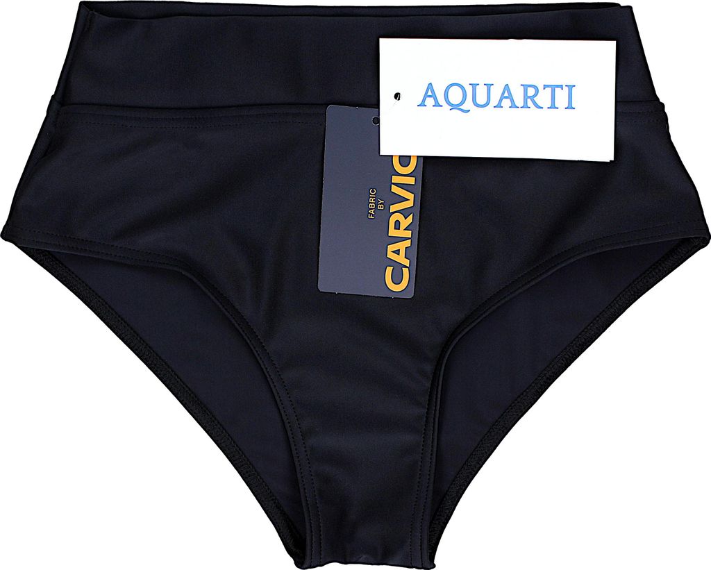 Aquarti Bikinihose Damen mit Hohem Bund, Farbe: Schwarz, Größe: 46