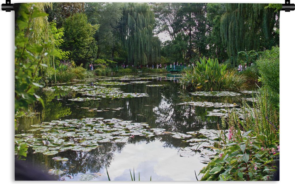 MuchoWow Wandteppich Wandbehang Die Sonne spiegelt sich auf dem Wasser in Monets französischem Garten in Giverny 90x60 cm Tapisserie Dekoration ...