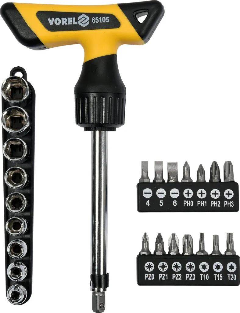 Set Cacciaviti 25 Pz T-Handle con Cricchetto Reversibile PH PZ Torx