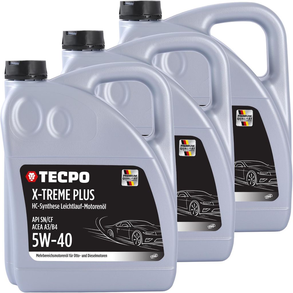 TECPO Motoröl 5W40 Öl X-TREME Plus Öl, 15 Liter 5W-40 Gebinde HC-Synthese für Diesel-und Benzinmotoren entspricht API SN/CF / ACEA A3/B4 / 502/...