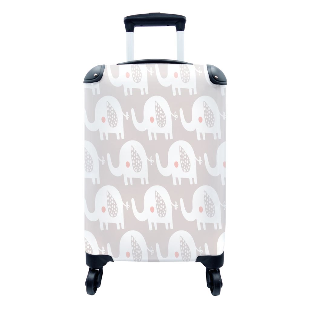 MuchoWow Koffer Handgepäck Trolley Rollkoffer Kleine Reisekoffer mit 4 Rollen - Elefant - Design - Punkte - Cabin Size < 55x40x23 cm & 55x40x20 ...