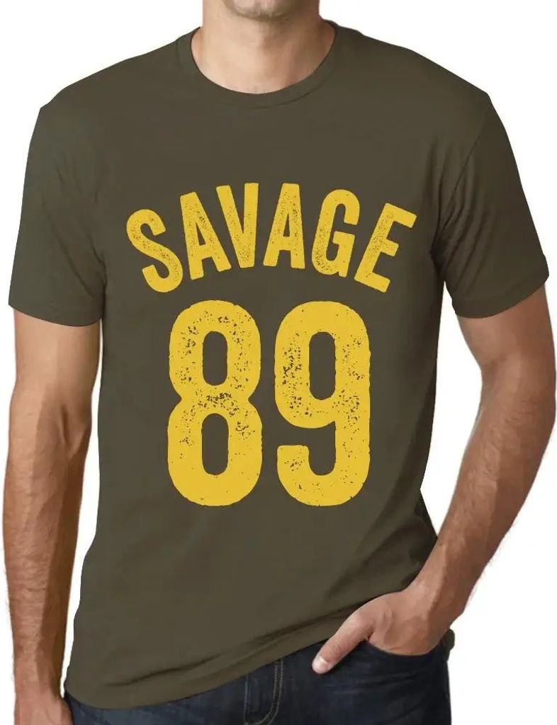Herren Grafik T-Shirt Savage 89 Geschenk 89. Geburtstag Jahrestag 89 Jahre Jubiläum 89 Jährige Mann Jahrgang 1935 Kurzarm Lustige Druck