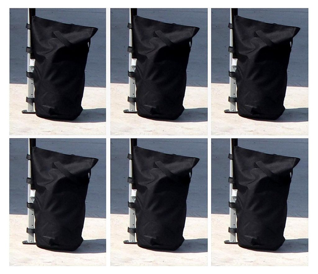 Pavillon Gewichte 6er Set in Schwarz – befüllbar mit Sand, Splitt, Kies usw. – Füllvolumen pro Stück ca. 13 kg – zusätzliche Standsicheru...