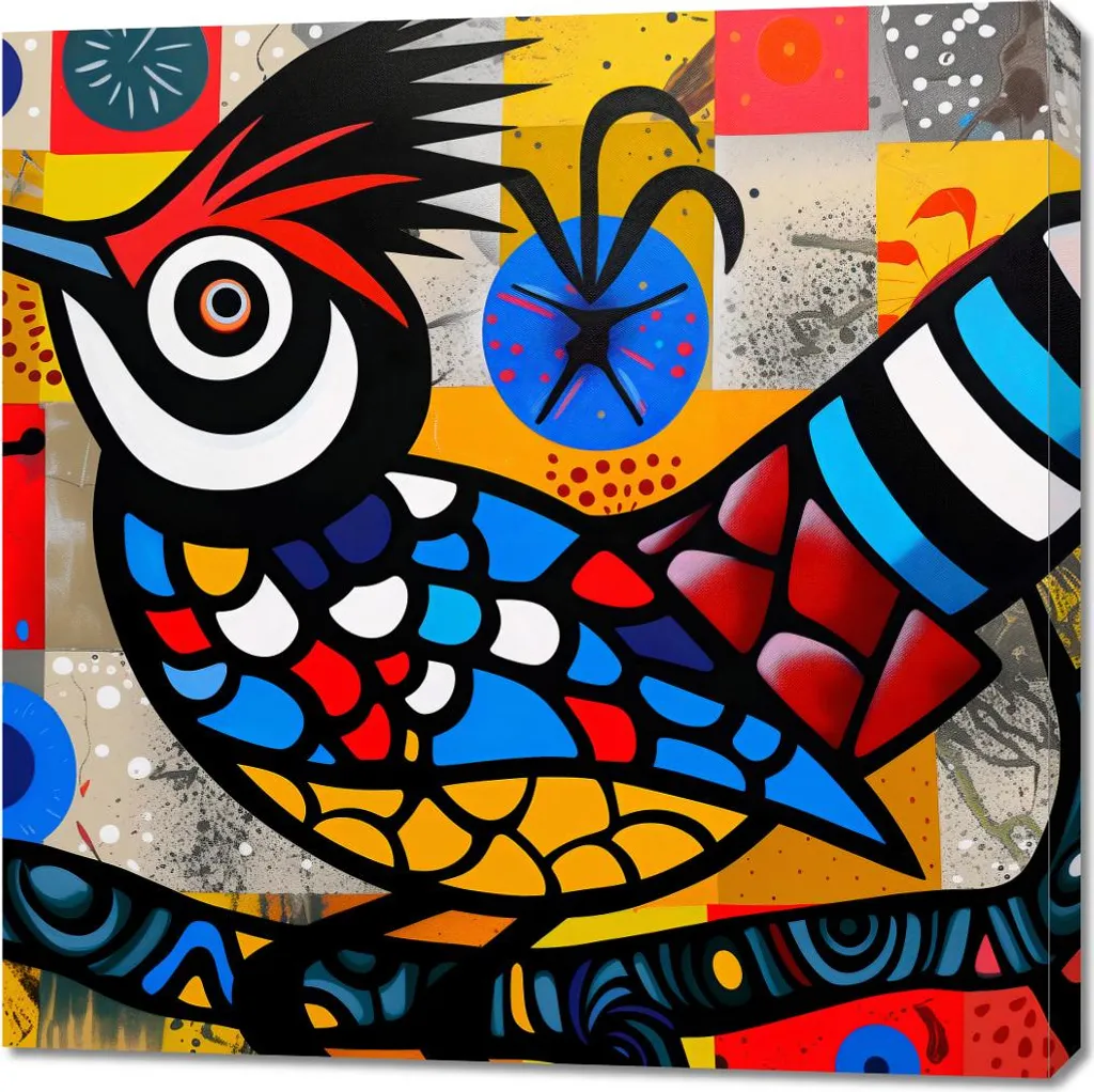 Image Oiseau sur le dos 90x90 cm - Toile Grand Format Effet Peinture
