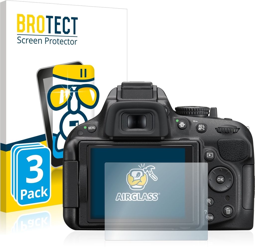 3x BROTECT Schutzglas für Nikon D5200 Schutzfolie Panzer Folie Glas Display Schutz klar