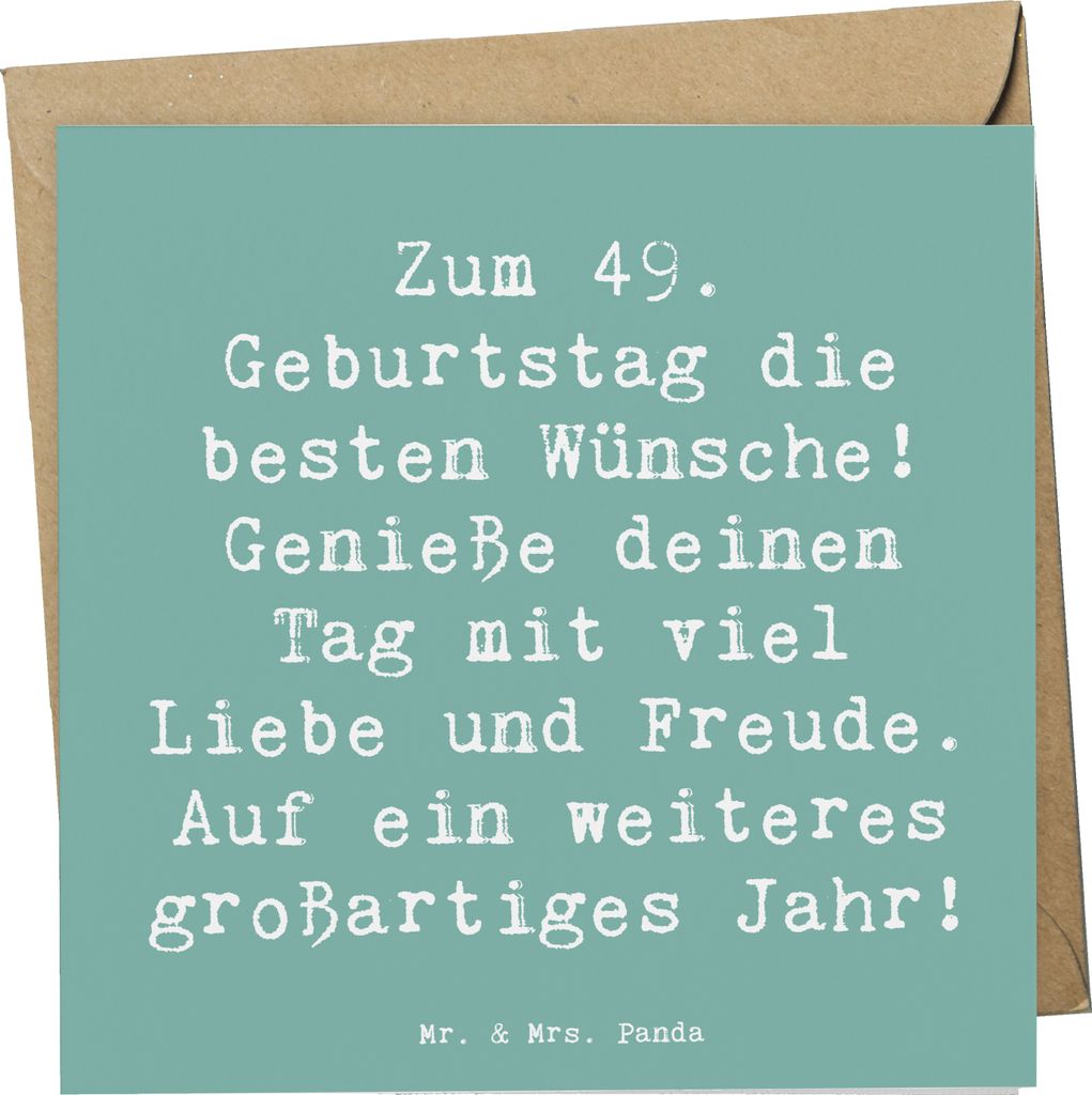Mr. & Mrs. Panda Grußkarte Spruch 49. Geburtstag Wünsche - Meeresbrise - Geschenk, Freude schenken, anlasskarte, faltkarte, Lebensjahre, Alter, d...