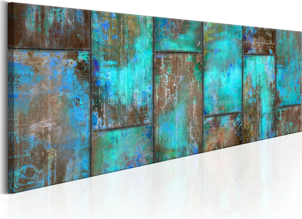 Quadro Moderno Blu Mosaico Metallo 120x40 f-C-0154-b-a - Tela TNT Online