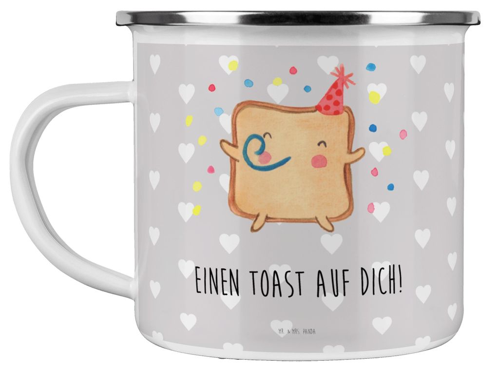 Mr. & Mrs. Panda Teetasse Toast Party - Grau Pastell - Geschenk, Freundin, Hochzeitstag, für, Haferl, Pott, Emaille Tasse, Partner, Teebecher, Fre...