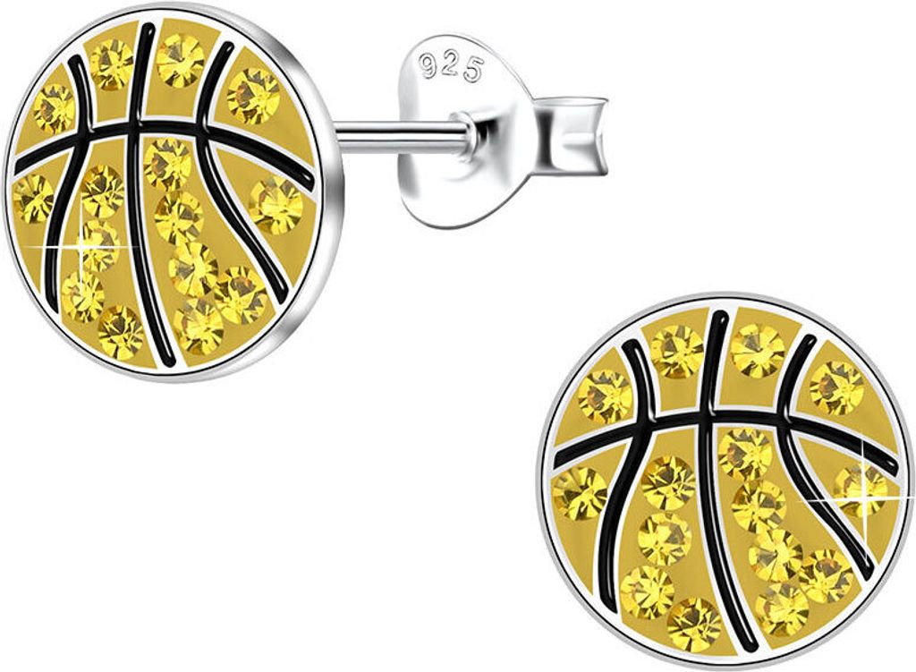 Ohrringe Kinder Silber 925: Ohrstecker Basketball