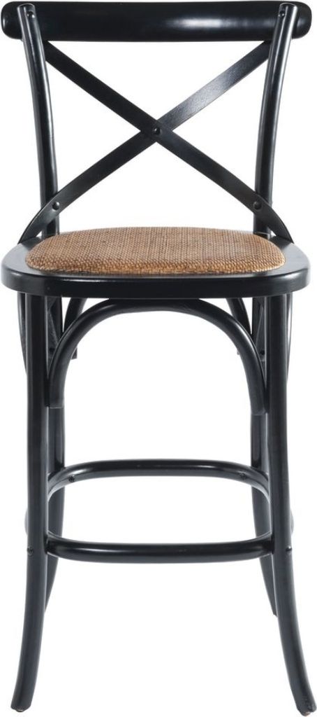Hoker barowy z litego drewna i trzciny, szerokość 50 cm - Zdjęcie produktu 