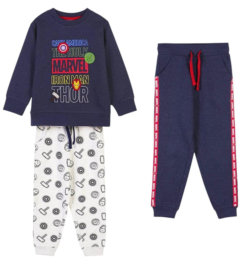 3tlg. Outfit Sweatshirt & 2 Hosen Avengers Dunkelblau 110 Produktbild 