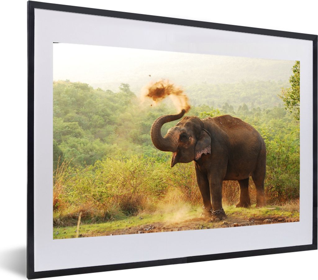 MuchoWow MuchoWow Gerahmtes Poster Elefant - Tiere - Wald - Bäume 60x40 cm - Poster mit zchwarzem Bilderrahmen - Schlafzimmer - Plakat in Rahm...