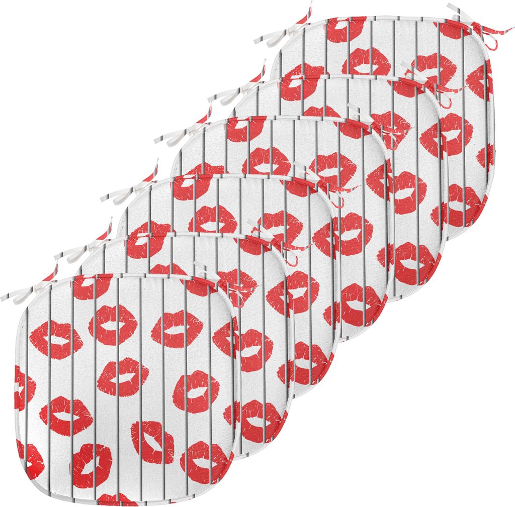 ABAKUHAUS Glanz Polster für Esszimmerstühle, Frau Lippen Liebe hinter Gittern, Dekoratives wasserfestes Kissen mit Riemen für Küchensitze, 40 c...