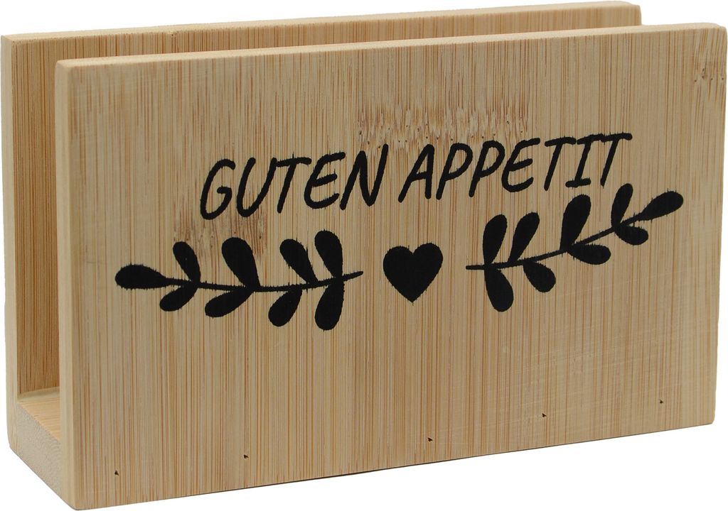 UNUS® Serviettenhalter Bambus Guten Appetit Produktbild 