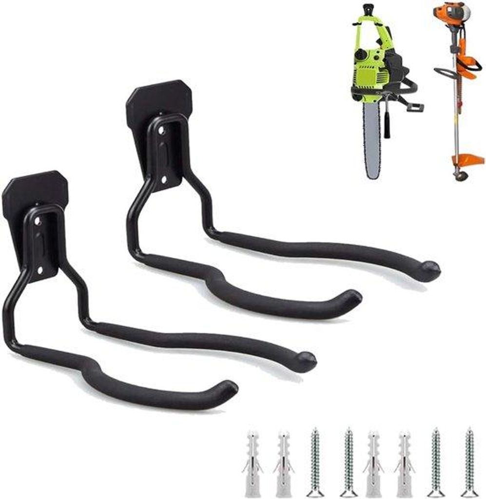 2er-Schleifhaken-Set, Schleifhaken für Rasenmäher, starke Wandbefestigung für Rasenmäher, für Gartenwerkzeuge, Besen, Schaufel, Hacke