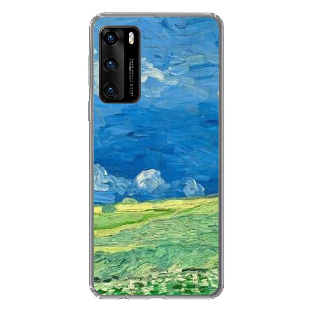 MuchoWow Handyhülle Schutzhülle Hülle für Huawei P40 Weizenfeld unter Gewitterwolken - Vincent van Gogh Silikon Softcase Handy Hülle - Handy...