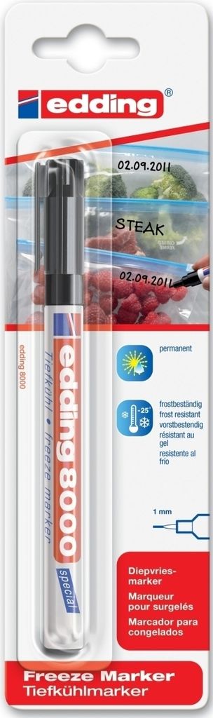 Edding - Gefriermarker 8000 rund 1mm schwarz | 5 Stück