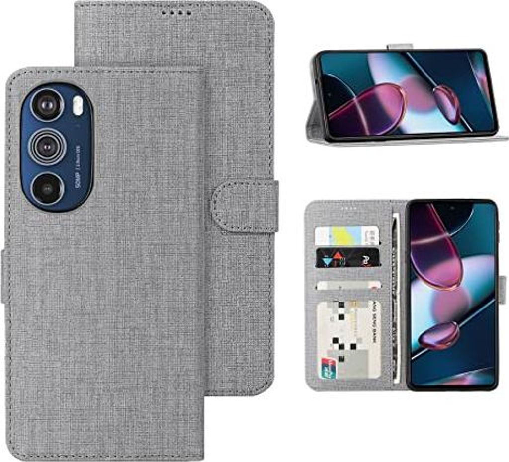 Motorola Edge 30 Pro Graue Stoffklappe Hülle