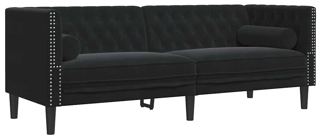 vidaXL Chesterfield-Sofa mit Nackenrollen 3-Sitzer Schwarz Produktbild 