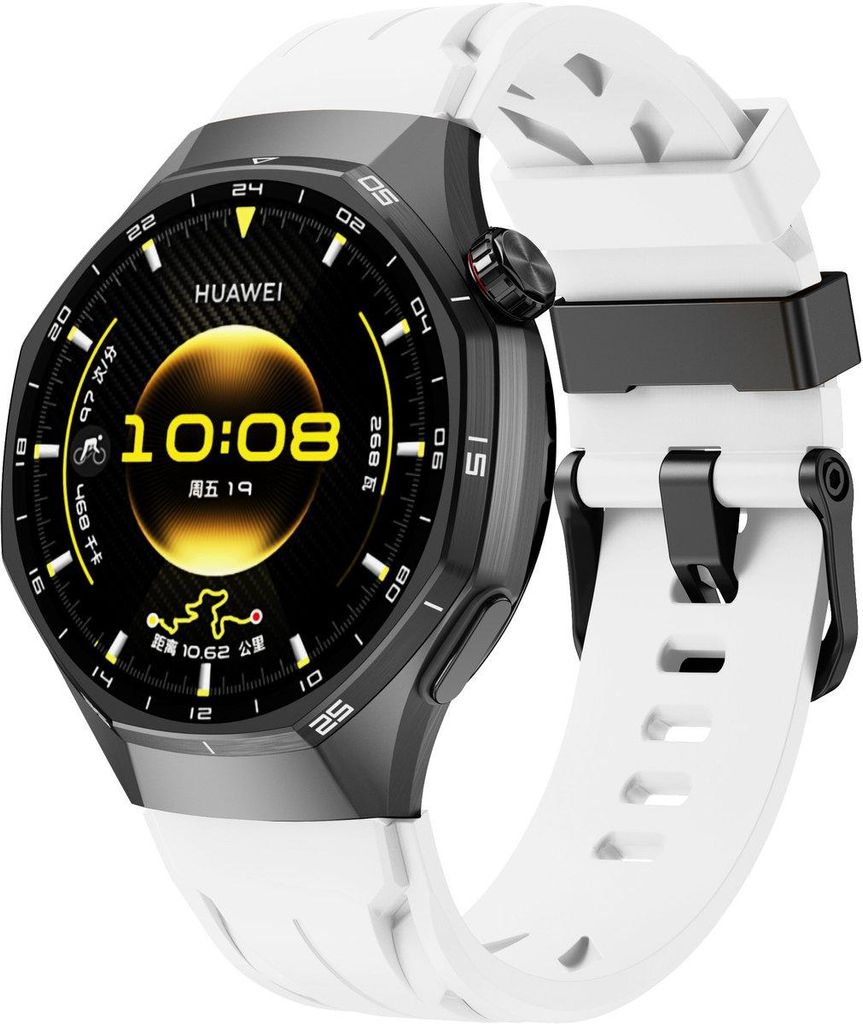 Stravo 20 mm Silikon Sportarmband Racing Design für Samsung Galaxy Watch 7 6 5 4 FE und Garmin Vivoactive Venu Forerunner Vivomove - Weiß