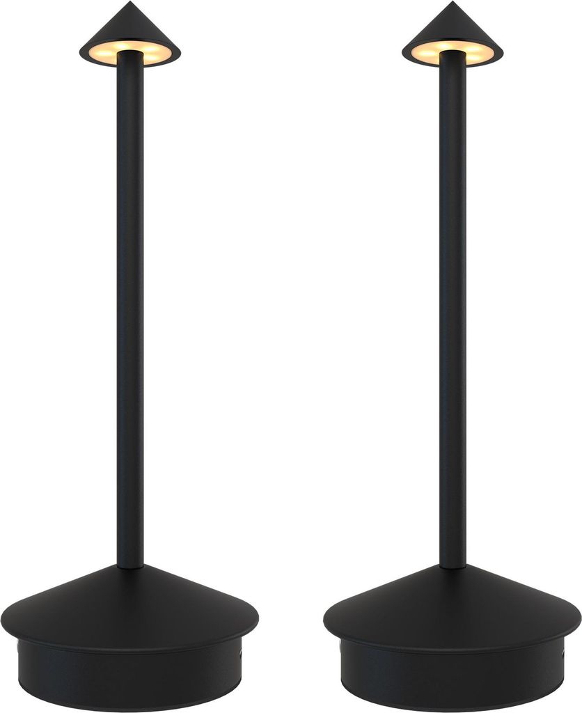Ledvion 2x Wiederaufladbare LED Tischleuchte Mattschwarz Produktbild 