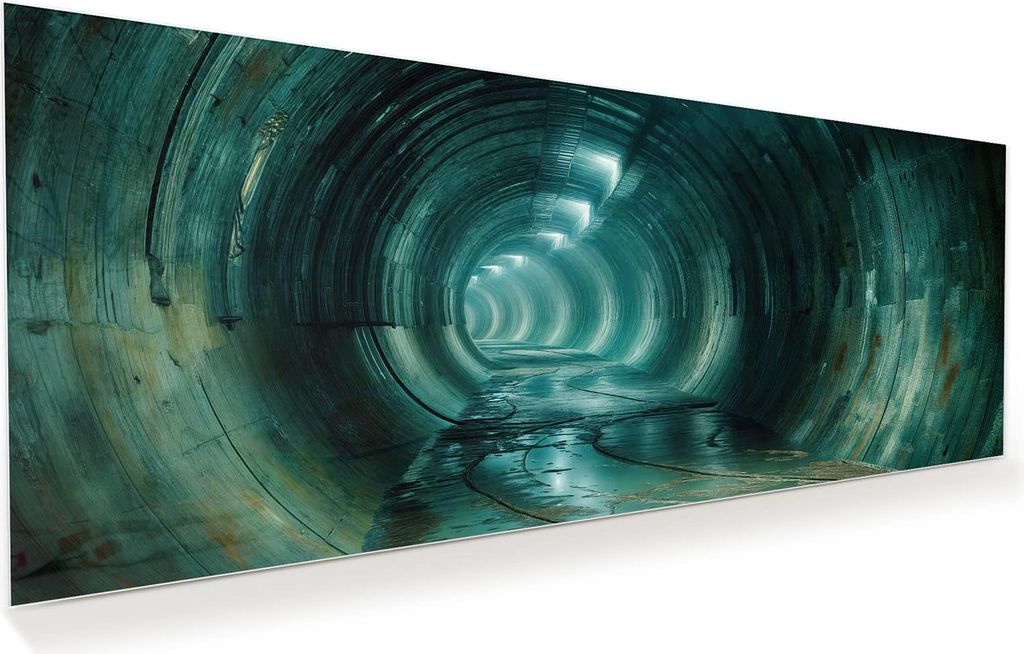Glasbild 100x40cm in XXL für Wohnzimmer, Schlafzimmer Motiv Verlassener Tunnel