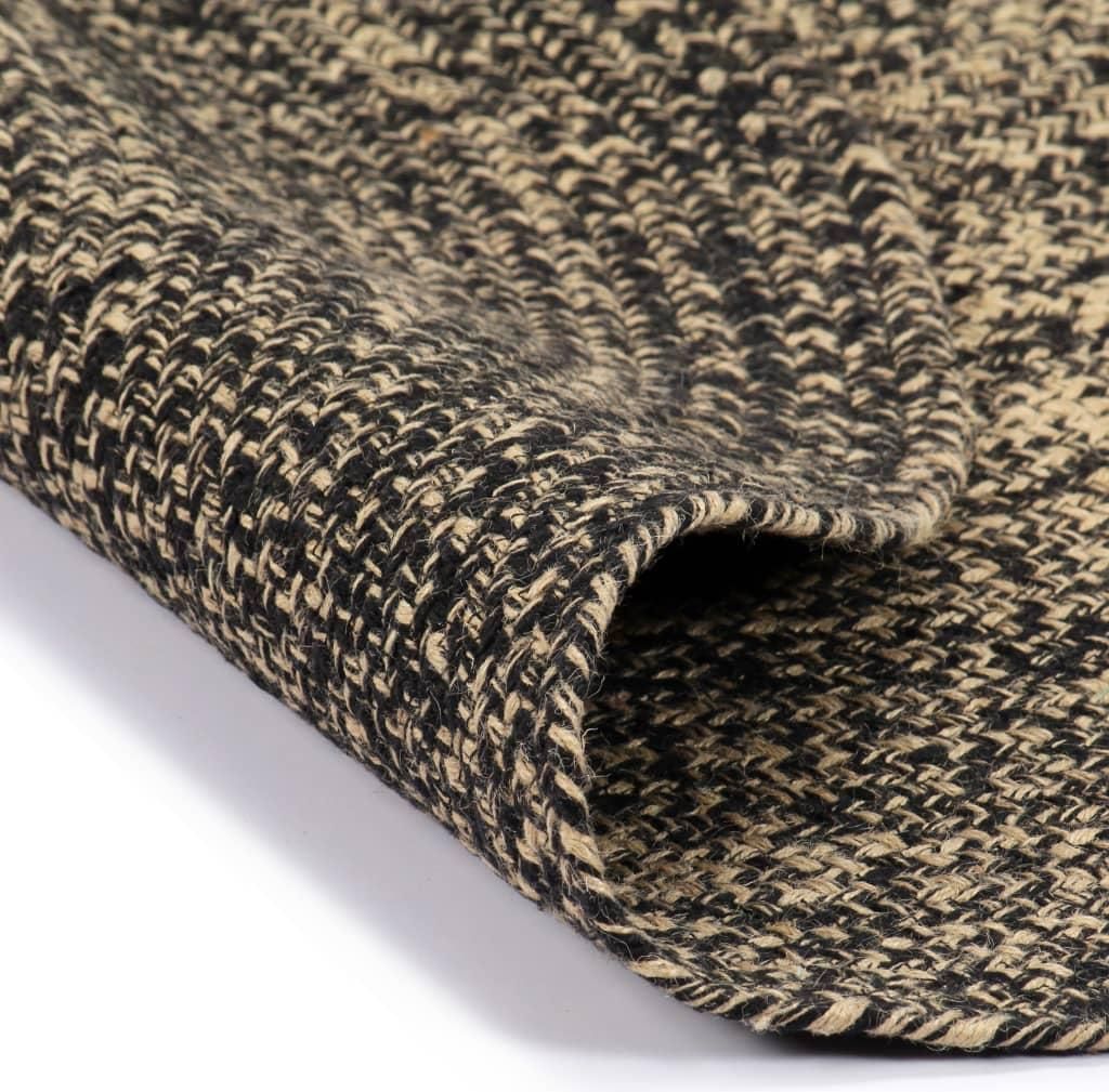 vidaXL Teppich Handgefertigt Jute Schwarz und Natur 90 cm