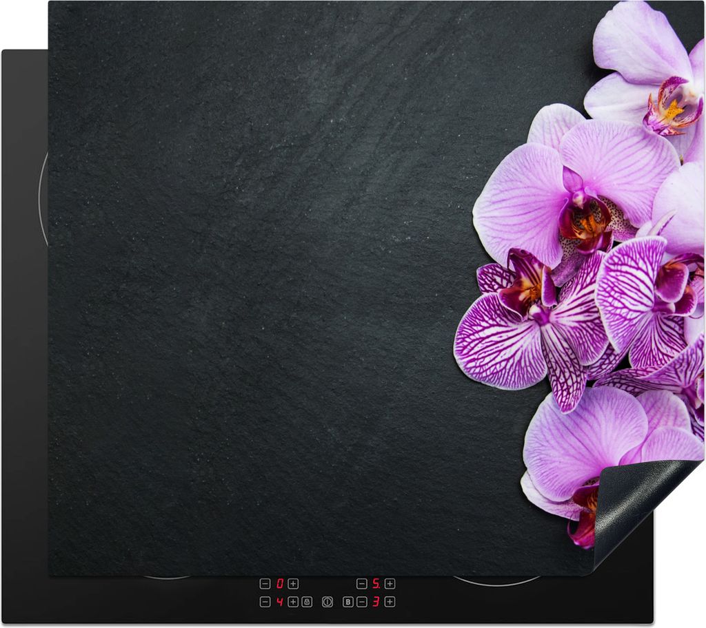 KitchenYeah Herdabdeckplatte Orchidee - Blumen - Rosa - Flora , 60x52cm, Küche Deko, Glaskeramikkochfeld Herdabdeckung, Abdeckplatte fùr Kochfeld