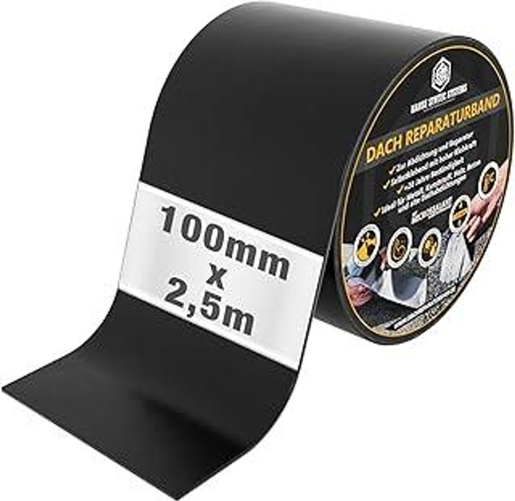 HSS Dach Reparaturband selbstklebend mit MicroSealant Klebstoff – für Dach & Abdichtungen – wasserdichtes Klebeband – Schwarz – 100?mm x 2...