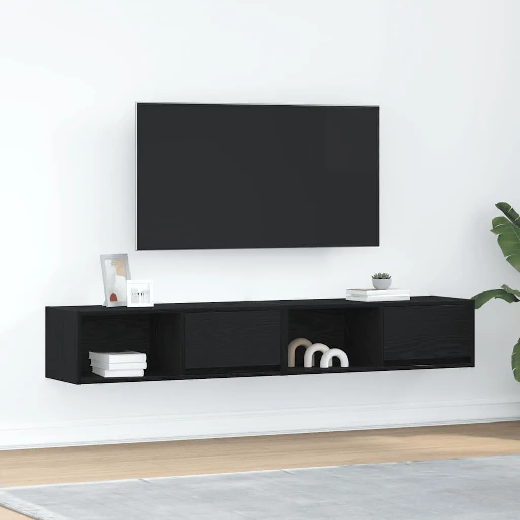 Offerta Set 2 Mobili TV SYFAX™ Rovere Nero Legno Multistrato 80cm