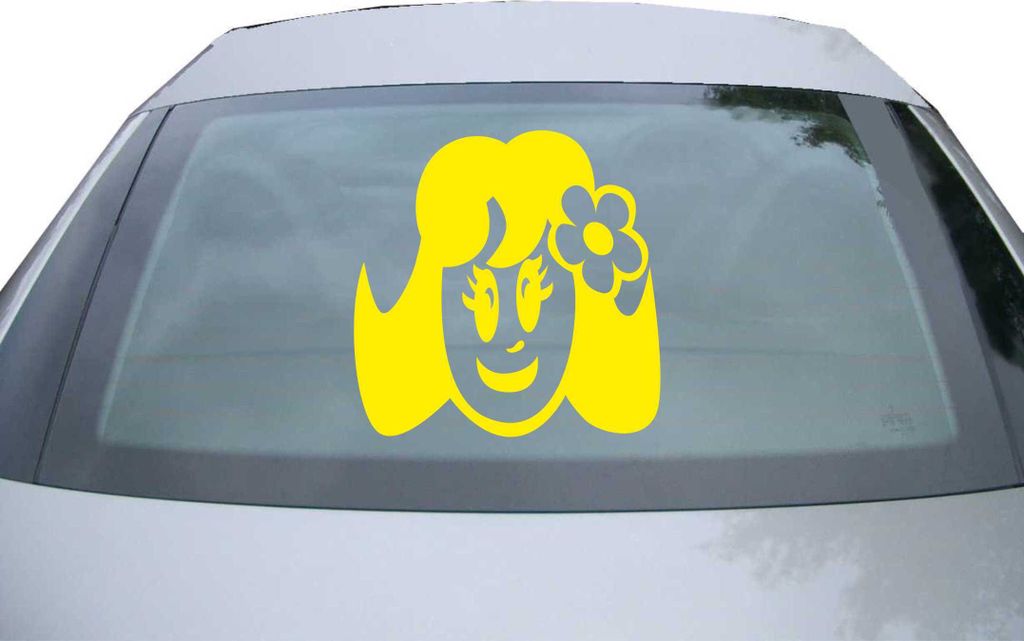 Indigos UG - Aufkleber Heckscheibe & Motorklappe DE6357 - gelb - 600x599 mm - Cute Baby Girl - Auto Scheiben Fenster Heckklappe Tuning Racing JDM -...