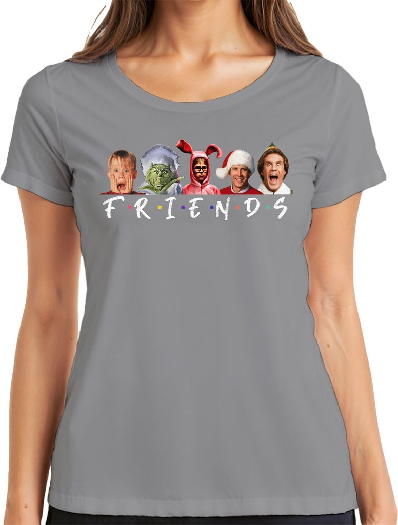 Friends Fröhliche Weihnachten Weihnachtsfilme - Christmas Xmas Damen T-Shirt, Grau, XXL