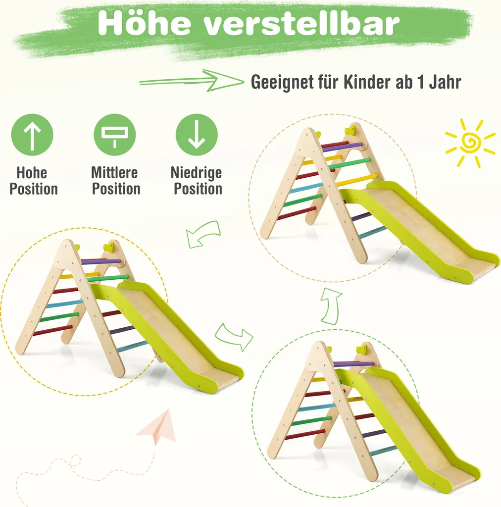 Triangle d'Escalade Bébé avec Toboggan : Jeu de Motricité Stable et Sûr
