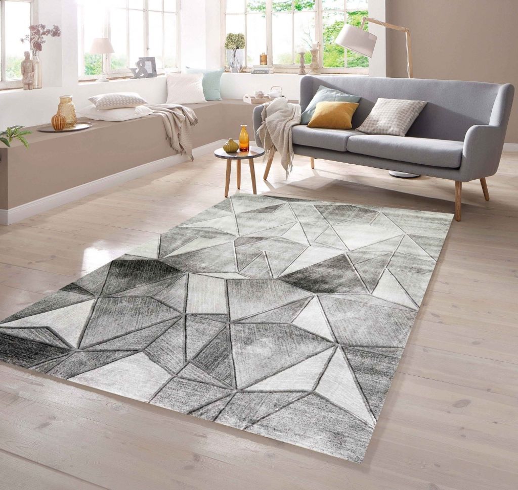Teppich Designer Wohnzimmer Muster in grau Größe - 120 x 170 cm
