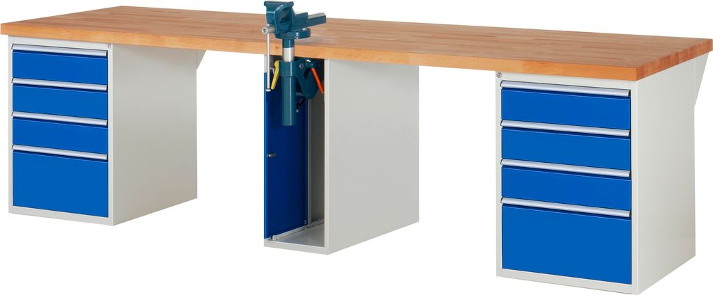 Werkbank 3000x900x890mm 8xSchublade-TA 1xSSKL l.gr/e.bl 4040376267061
