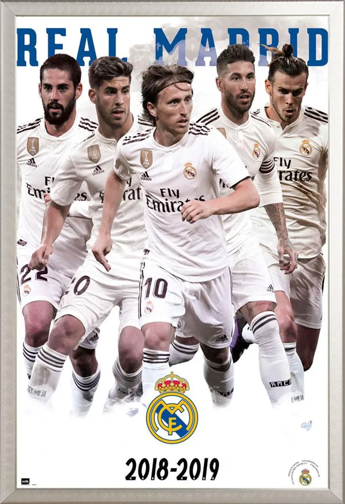 Décoration Murale Real Madrid : Poster 18/19 et Cadre Argent Interchange