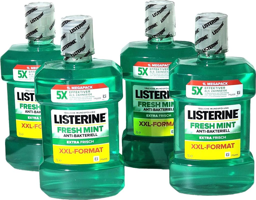 4x Listerine Fresh Mint Mundspülung 4x 1000 ml