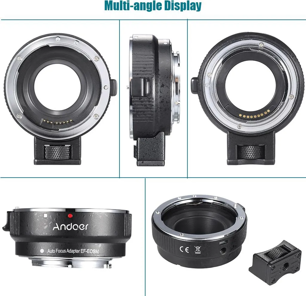 Adaptateur EF-EOSM Andoer pour Objectif Canon EF vers Hybride EOS M-Séries