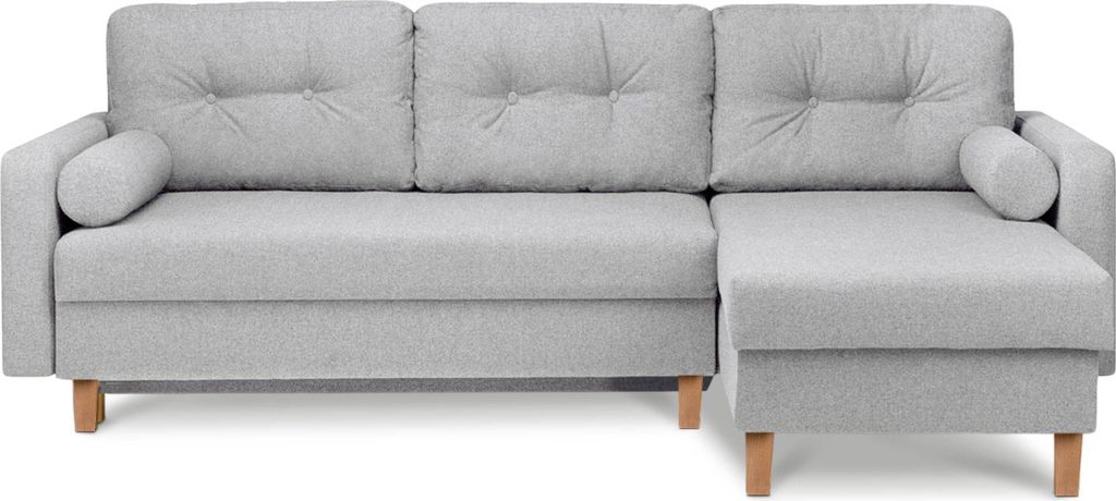 KONSIMO Ecksofa Universalecke mit Ottoman und ausziehbare Liegfläche 212x140 cm "ERISO", Hellgrau, Strukturstoff, Scandinavian, 240x75x183cm
