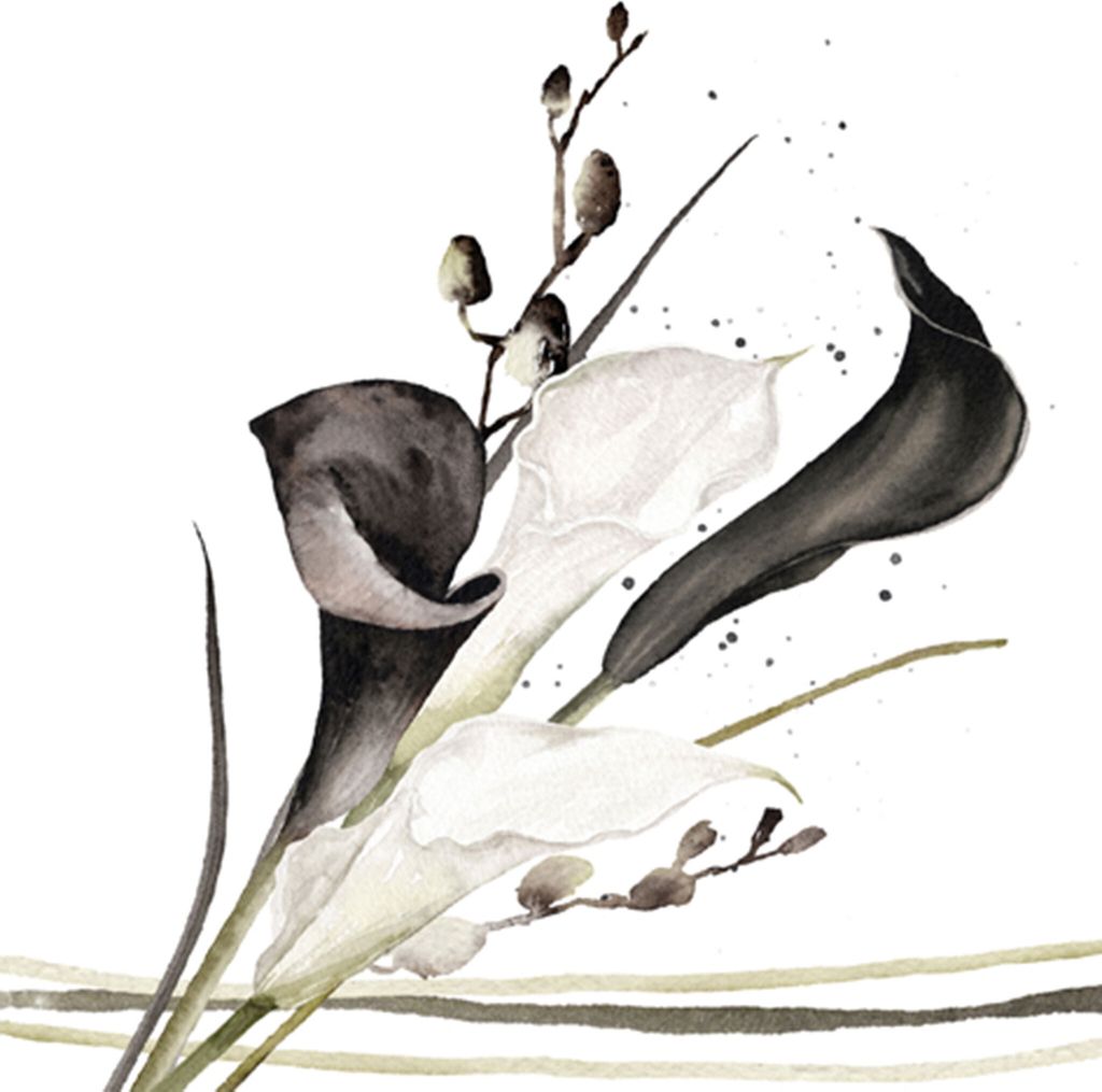 Servietten Papier 33x33cm 3-lagig Calla Blumen Motiv 20 Produktbild 