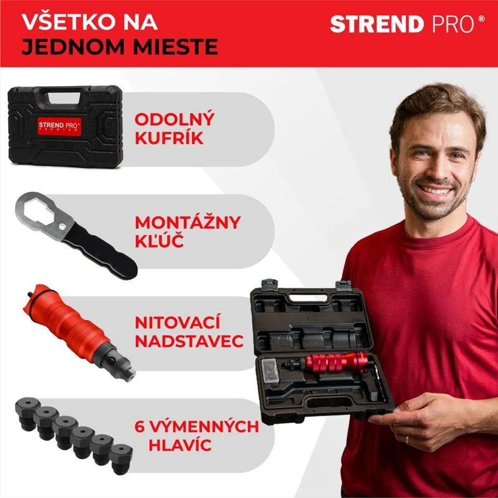 Embout Riveteuse pour Perceuse 1/4 Pouce avec Coffret Strend Pro 6,4 mm - 6