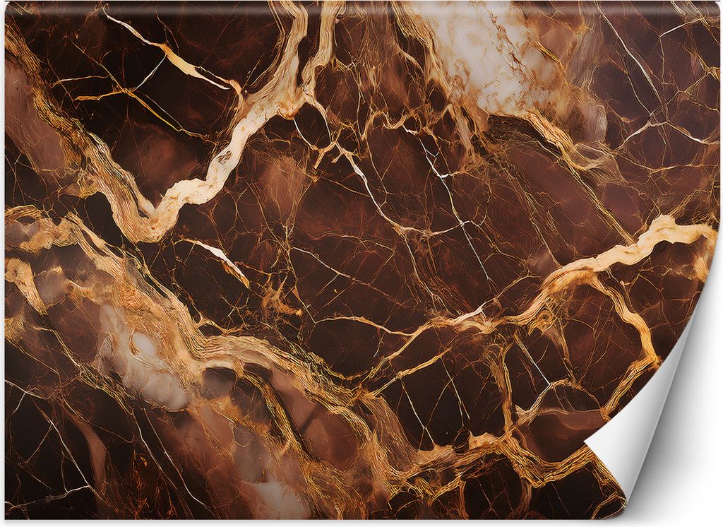 Vlies fototapete Brauner Marmor mit Gold Abstrakt 400x280 cm Feeby Braun inkl. Kleber einfache Montage