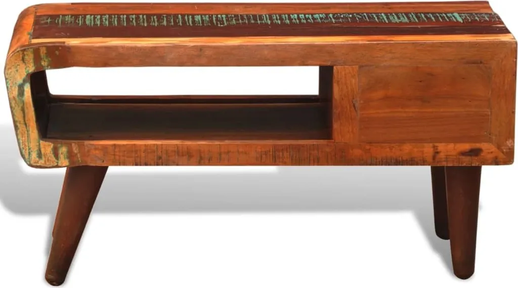 Table Basse de Salon Rectangulaire Bois de Récupération avec Rangement - 5