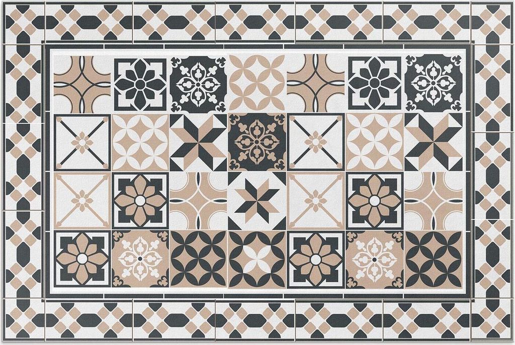 Tricolor geometrie dekorative fliesen – Vinylteppich – 150x225 cm – Outdoor Teppich – Terrasse – Wetterfest – Modern