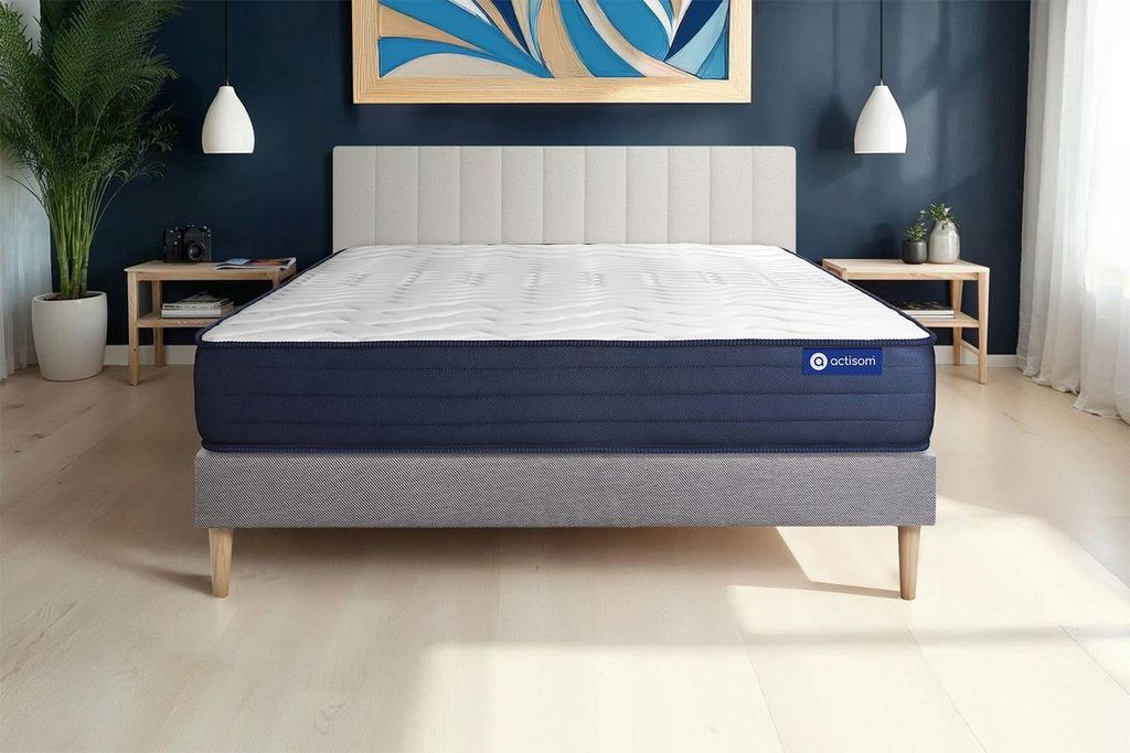 Actiflex life matratze 130x220cm + Bettgestell mit lattenrost - Dicke : 22cm - Taschenfederkern und Memory-schaum - H5
