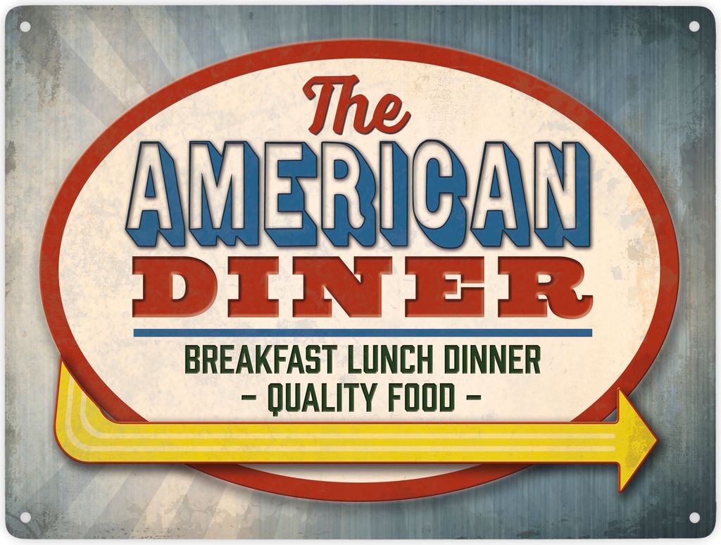 Metallschild XXL mit Classic American Diner Motiv Schild Blechschild